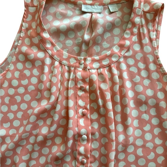 Polka Dot Sleeveless Blouse Top - Pink and White - Picture 3 of 4